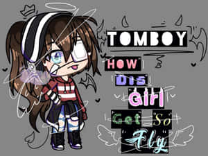 Q版動漫假小子女孩穿著連帽衫和破洞牛仔褲，周圍有文字「how dis girl get so fly」。