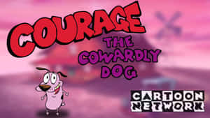 卡通角色 Courage the Cowardly Dog，有大眼睛同笑容，喺節目標題下面。