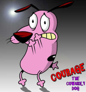 名為 Courage 的粉紅色卡通狗在聚光燈下看起來很害怕