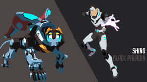 動漫角色 Shiro Black Paladin 與機械老虎夥伴擺出動作姿勢。 — 鹿丸 壁紙
