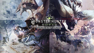 Monster Hunter World 獵人在冰封地形中與巨型怪物戰鬥。