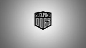 Sleeping Dogs 遊戲標誌，黑色和銀色，位於灰色漸變背景上