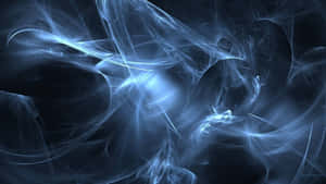 動態的藍色能量流在黑暗的宇宙虛空中旋轉。