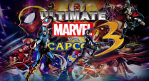 終極 Marvel vs Capcom 3 遊戲封面，超級英雄在戰鬥中。 — 漫威超級英雄 壁紙