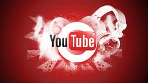 紅色背景上帶有耳機和白色飛濺的 YouTube 標誌
