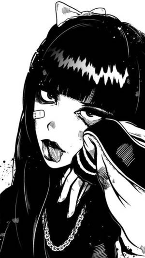 有貓耳朵和繃帶的動畫女孩伸出舌頭。 — 動漫女孩 壁紙