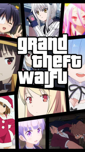 動漫角色以Grand Theft Auto角色風格設計的拼貼畫。 — 動漫女孩 壁紙