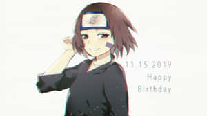戴著頭帶的動漫角色為生日祝福微笑。 — 火影忍者 壁紙