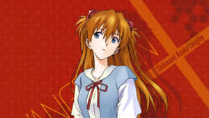 動漫角色明日香·蘭格雷穿著藍色水手服，橙色頭髮。 — 新世紀福音戰士 壁紙
