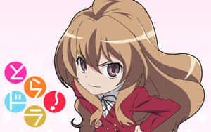 棕色頭髮、紅色外套的Q版動畫女孩，帶有日文對話框。