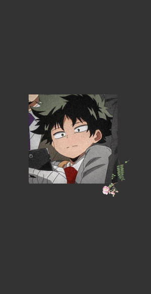 動漫角色，黑色刺蝟頭，紅色領帶，拿著手機，表情煩惱。 — 動漫男孩 壁紙