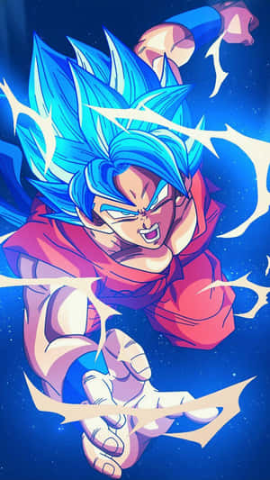 藍髮紅衣的動漫戰士在太空中出拳。 — 龍珠 壁紙