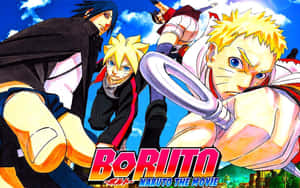 來自《Boruto Naruto the Movie》的動漫角色以動態戰鬥姿勢呈現。 — 漩渦鳴人 GIF 壁紙