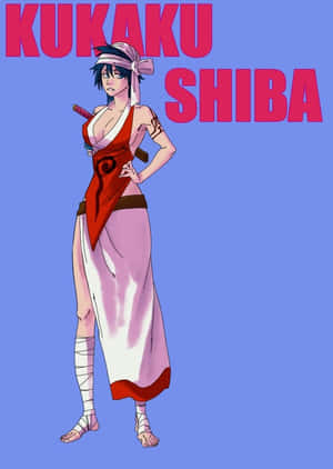 動漫忍者女孩朽木露琪亞，身穿紅白服裝，手持劍和繃帶。 — 古勒比加 壁紙