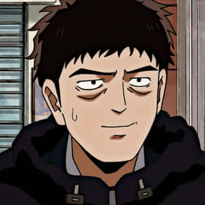 穿著深色外套的動漫男子，表情嚴肅，眼睛附近有淚水，室內。 — 黑川伊佐那 壁紙