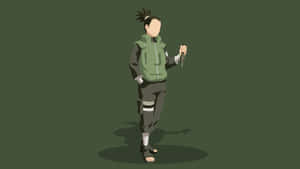 動漫忍者角色身穿綠色背心和深色褲子，手持苦無刀。 — 5120x2880 壁紙