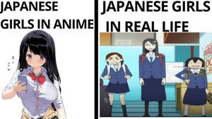 動漫女孩與真實日本女學生並排。 — 可愛動漫女仔 壁紙