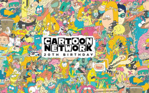 Cartoon Network 20歲生日慶祝活動，包含密集的動畫角色拼貼。 — 卡通網絡角色 壁紙