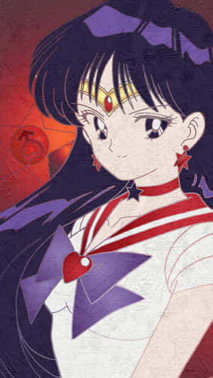 動畫角色穿著水手服，戴著紫色蝴蝶結和星星耳環。 — 美少女戰士 壁紙