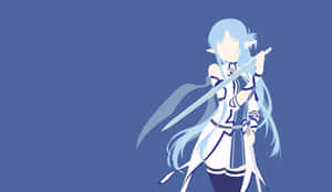 動畫精靈戰士，身穿藍白服裝，手持劍。 — 日本武士 壁紙