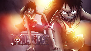 兩個動畫海盜以動態姿勢呈現，帶有發光的 One Piece 標誌。