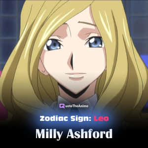 動畫女孩米莉·阿什福德（Milly Ashford）金色頭髮和藍色眼睛微笑 — 1:1 壁紙