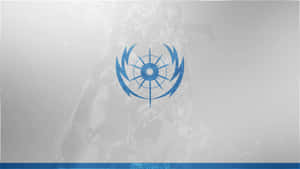 Overwatch標誌，喺灰色背景上有褪色嘅角色輪廓。