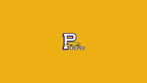 Pitt Panthers標誌，金色背景上有跳躍的黑豹和字母P — 黃色 壁紙