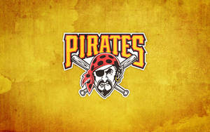 Pirates棒球隊標誌，有海盜面同交叉嘅蝙蝠，喺金色背景上。