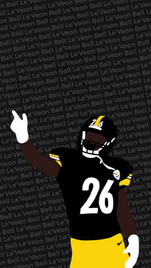 身穿鋼人隊服的美式足球員Le'Veon Bell做出和平手勢。