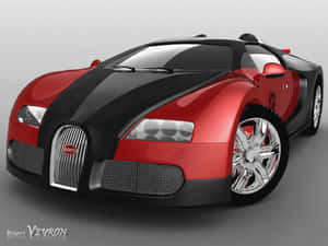 紅色和黑色Bugatti Veyron跑車，配備鍍鉻輪轂，在工作室環境中。