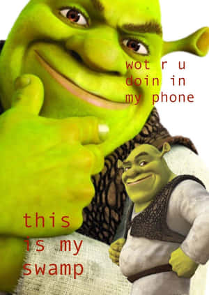 史力加指住觀眾，文字顯示「wot r u doin in my phone」同「this is my swamp」。