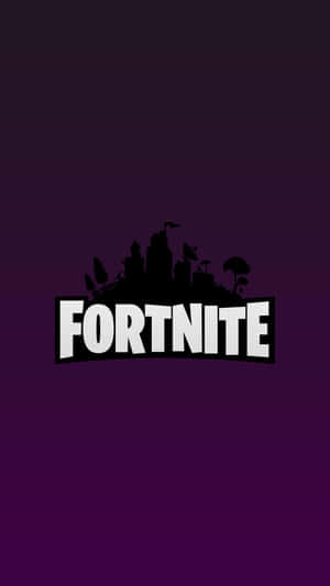 Fortnite 標誌帶有天際線剪影，背景為紫色漸變