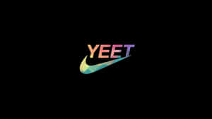 黑色背景上鮮豔漸變文字「YEET」與Nike勾勾標誌。 — 語錄 壁紙