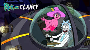 Rick Sanchez 同一個戴住巫婆帽嘅粉紅色頭髮女人駕駛太空船。 — 午夜 壁紙