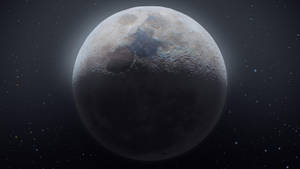 月球帶有隕石坑和月海，在星空中柔和發光。 — 月色夜空 壁紙