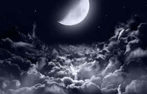 月光下的雲景，深邃夜空中點綴著星星。 — 唯美雲朵動態 壁紙