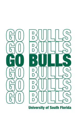 綠色輪廓GO BULLS文字在網格中重複，下方有University of South Florida。