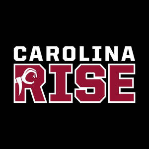 Carolina Rise 標誌，在黑色背景上以紅色和白色顯示拳頭圖形