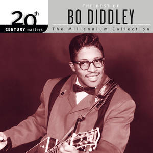 Bo Diddley 在復古深褐色調照片中微笑彈奏結他。 — 美學波希米亞動態圖 壁紙