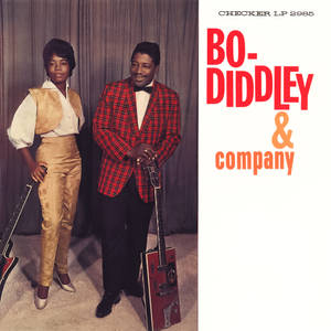 Bo Diddley 與樂隊成員在1960年代攝影棚照片中手持結他。 — 波希米亞美學動圖 壁紙