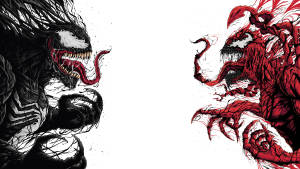 Venom 和 Carnage 以漫畫風格對峙。