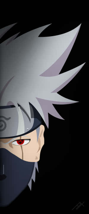 動漫角色卡卡西·哈塔克（Kakashi Hatake）銀色頭髮和紅色眼睛，戴著面具和頭帶。 — 古勒比加 壁紙