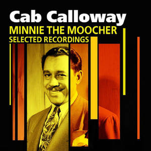 Cab Calloway 在復古爵士專輯封面上微笑，搭配大膽的紅、黃、黑條紋。 — 音樂 GIF 壁紙