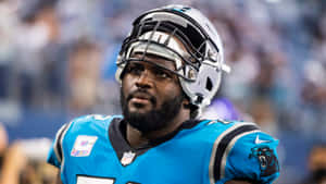 比賽期間身穿卡羅萊納黑豹隊制服的NFL美式足球員在球場上