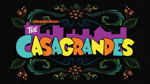 The Casagrandes 卡通標誌，帶有彩色字母和裝飾性漩渦。 — AMOLED 壁紙