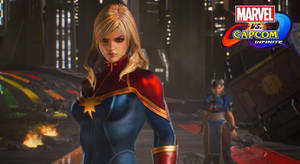 來自 Marvel vs Capcom Infinite 的戰鬥競技場中的 Captain Marvel