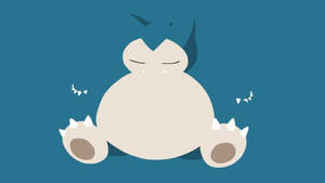 一隻睡覺的 Snorlax，頭頂上有鳥飛翔，背景為青色。