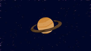 一個帶有光環的橙色行星漂浮在星空夜空中。