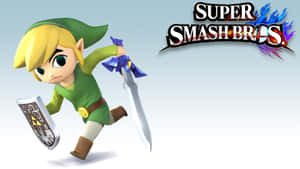 Super Smash Bros中的薩爾達傳說林克手持劍盾。
